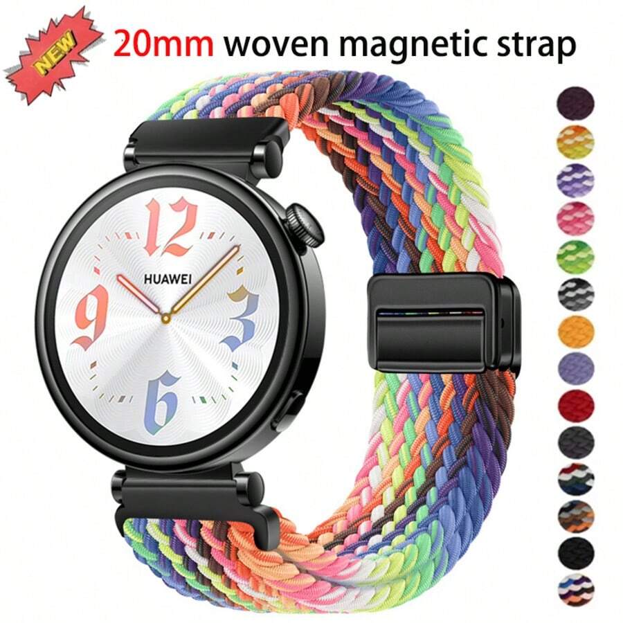 20毫米编织磁扣表带,兼容三星Galaxy Watch 7/6/5(40毫米/44毫米)、GT系列GT2/3(42毫米)、3Pro(43毫米)、荣耀Watch 2 42毫米、SE、E2、Venu/Venu Sq/SQ 2以及其他22毫米表带尺寸。这款表带时尚年轻,佩戴舒适透气。高品质腕表配件,馈赠佳品。 - 彩色 - 查看 1