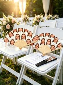 1pc Customized Photo And Name Logo Wedding Fan, Classic DIY Fan, High-Quality Decorative Customization, Personalized, Fashionable, Exquisite Customization, Personalized - Multicolor - View 4