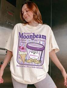 Women's Cotton T-Shirts Vintage Moonbeam Ice Cream Shirt, America Heart_72_12460_143177_d8787a00_2265 Basic Women's Blouses - 白色 - 查看 7