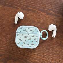 Casing Earphone Motif Ikan Kecil Berlapis Emas dengan Latar Belakang Biru Kreatif dan Modis, Kompatibel dengan Generasi ke-4, Casing Earphone Lucu Kompatibel dengan Apple Generasi ke-2/ke-3, New Pro 3, Casing Earphone Gaya Korea Pro 2, Pelindung, Casing Earphone Musim Semi/Panas, Hadiah Ulang Tahun/Liburan - Baby Blue - View 4