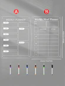 Transparent Acrylic Refrigerator Magnetic Weekly Planner Board, Erasable Schedule / Menu / Memo 3-In-1 Planning Chart With Multicolor Pens, Back To School - Multicolor - View 10