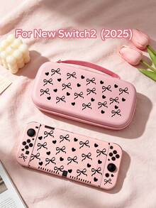 1pc Black Heart & Bow Pattern Protective Case, Storage Bag For Nintendo Switch 2 (2025), Switch OLED, Switch NS/Lite, Best Gift For Switch Gamers - Multicolor - View 1