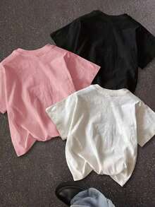 1 piezas/set de camisetas de manga corta ajustadas con estampado de cactus y coche vintage minimalista casual para mujer, verano - Blanco - Ver 2