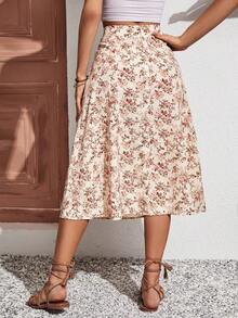 Frenchy Falda con estampado floral de muslo con abertura - Albaricoque - Ver 2