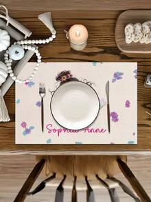 1pc Customizable Photo Linen-Like Placemat, Photo Printed Heat-Resistant Mat, Family Commemorative Dining Table Pad, Suitable For Birthday Parties, Holidays, Non-Slip & Waterproof Placemats, Personalized Commemorative Gift - Multicolor - View 2