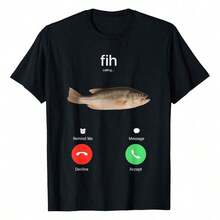 Fish Calling Remind Me Message Decline Accept Phone Call Fish T-Shirt, Women's Loose Fit T-Shirt | Soft And Breathable Short Sleeve T-Shirt For Everyday Wear And Travel - 黑色 - 查看 1