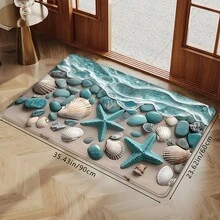 1件/2件/3件裝 海灘海星與貝殼印花廚房地墊，柔軟防滑地毯，吸水易清潔，廚房裝飾 - 彩色 - 查看 12