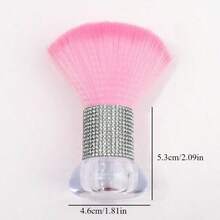 1pc Mushroom Head Pastel Painting Makeup Brush, Soft Bristle Multi-Functional Nail Art Dusting Brush With Rhinestone Handle - Multicolor - View 6
