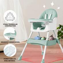 3 In 1 Baby Products, Foldable And Portable, Very Suitable For Outdoor Dining And Play. The Foldable Seat Is Equipped With A Five-Point Pressure Fixing Device And A Double Plate. - màu xanh lá - Xem 5