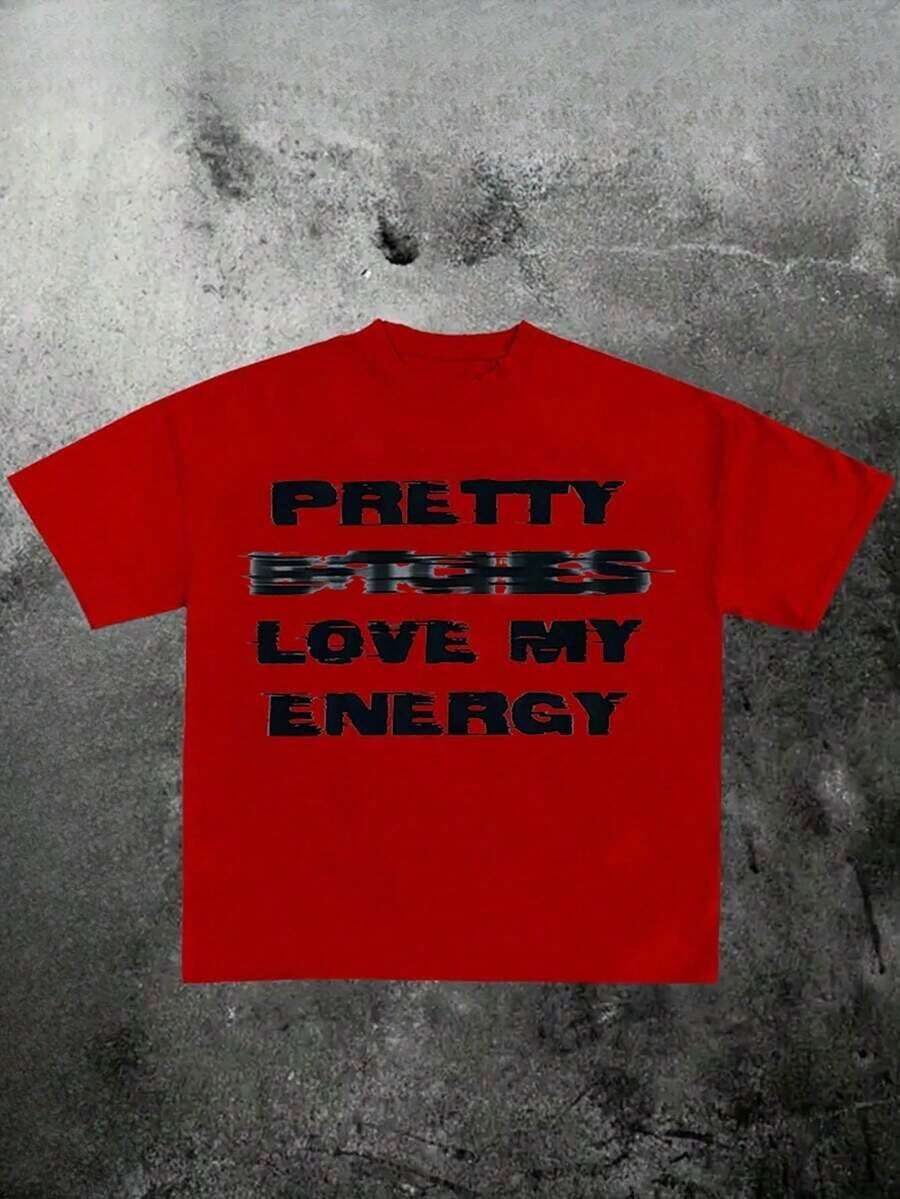 VHUTHK (220 Cotton T-Shirt) For Men, Round Neck, Short Sleeve, Casual, Printed, Y2k Style - Red - View 1