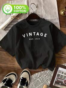 Camiseta de mujer para primavera y verano - Negro - Ver 1