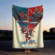 1pc S-Pider-Man Print Blanket,Retro Cartoon Style Throw Blanket,Cartoon Character Printed Blanket,All-Season Universal Nap Blanket,Character Home Decor Blanket,Modern Fashion Gift Suitable For Home Bedroom Bed Sofa Office Lunch Break Cover Picnic Blanket - Nhiều màu - Xem 3