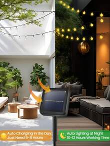 100LED Solar Outdoor Fairy Lights 39Ft Crystal Ball String Lights, 8 Lighting Modes Auto On/Off For Garden Patio Yard Wedding Party Holiday Decorations - 暖白色 - 查看 3