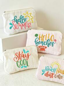Diamond Pattern Vertical Striped Makeup Bag, Large Capacity Skincare Storage Pouch, Travel Wallet, Miscellaneous Storage Bag, Portable Makeup Bag, Suitable For Travel, Vacation, Home, Daily Shopping, Can Store Cosmetics, Keys, Etc., Suitable For Various Occasions - Multicolor - View 1