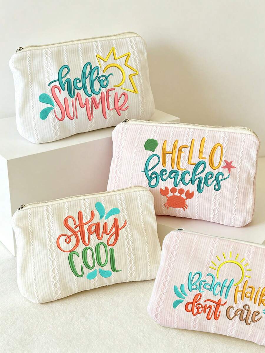 Diamond Pattern Vertical Striped Makeup Bag, Large Capacity Skincare Storage Pouch, Travel Wallet, Miscellaneous Storage Bag, Portable Makeup Bag, Suitable For Travel, Vacation, Home, Daily Shopping, Can Store Cosmetics, Keys, Etc., Suitable For Various Occasions - Multicolor - View 1