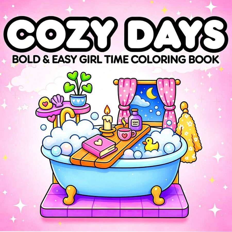 كتاب التلوين أيام مريحة جريئة وبسيطة: كتاب تلوين وقت الفتاة المريح، يتميز بلحظات الفتاة اللطيفة والمريحة للغاية، مساحة صغيرة مريحة - هدية مثالية للأطفال والمراهقين والبالغين