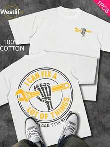 Cute Unisex Premium Casual T-Shirts, Men's Graphic Tee, Dirty Hands Clean ❤️ Money Daily Wear 100% Cotton Unisex Gift Idea For Him Or Her Urban Fashion Top - 白色 1 - 查看 1
