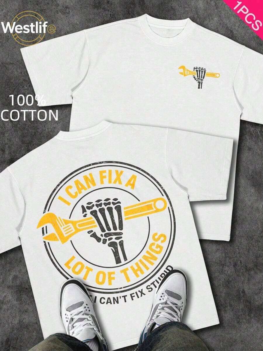 Cute Unisex Premium Casual T-Shirts, Men's Graphic Tee, Dirty Hands Clean ❤️ Money Daily Wear 100% Cotton Unisex Gift Idea For Him Or Her Urban Fashion Top - 白色 1 - 查看 1