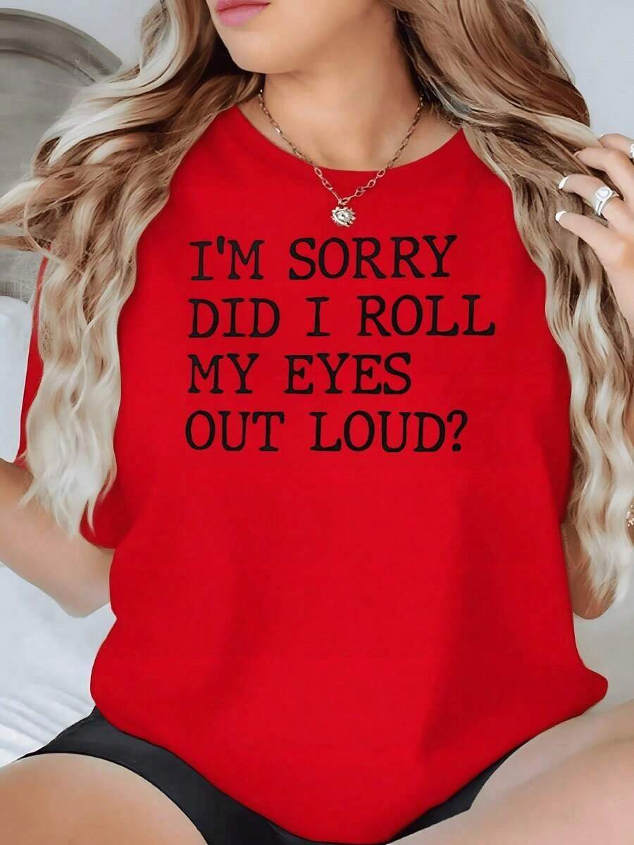 100% Cotton. Funny Phrase Representing A Confident Woman With A Sense Of Humor Who Expresses Her Attitude With Irony And Confidence By Looking Sarcastically. Women's 100% Cotton T-Shirt, Comfortable And Casual For Everyday Wear. Women's Simple Solid Color T-Shirt, Loose And Slim Fit Casual Short Sleeve - 紅色的 - 查看 1