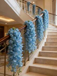 30-Piece Artificial Wisteria Hanging Garland, Silk Flower Strings, Home Decor For Parties-Perfect For Staircases, Balconies, And Dining Tables, Blue - Multicolor - View 3