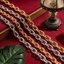 Dây chuyền thép không gỉ 304 mạ vàng 18K, đường kính 5mm, kiểu dây thừng xoắn, chưa hoàn thiện, mắt xích có vân, thích hợp để tự làm trang sức. - xích - Xem 6