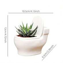 White Resin Green Plant Small Flower Pot, Creative Toilet-Shaped Garden Planter For Succulents - Multicolor - View 6