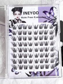 No Glue Needed – 64PCS Self-Adhesive Foxy Eye Cluster Lashes, CC Curl Elongated Style, Lightweight & Reusable, Creates A Seductive Eye Look. - View 9