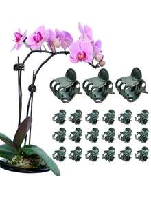 50pcs Plastic Plant Support Clips, Reusable Orchid Clips, Gardening Clips For Fixing Stems, Vines And Climbing Plants - Dark Green - View 1