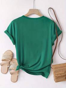 Women's Paris, France Graphic T-Shirt - Green Short Sleeve Casual Crew Neck Tee With Eiffel Tower And French Flag Design, Comfortable Medium Elastic Fit For Casual Wear, Women's T-Shirts - 白色 - 查看 5