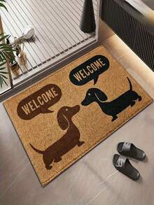 1pc Crystal Velvet Super Cute Brown & Black Long Plush Welcome Mat, Suitable For Porch, Kitchen Or Entryway, Perfect Gift For Pet Lovers, Easy To Clean, Interesting Design - A - View 11