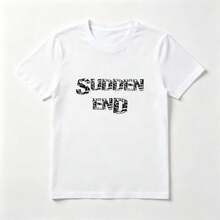 Letras Desgastadas Playera de Algodón Blanca Estilo Callejero - Blanco - Ver 1
