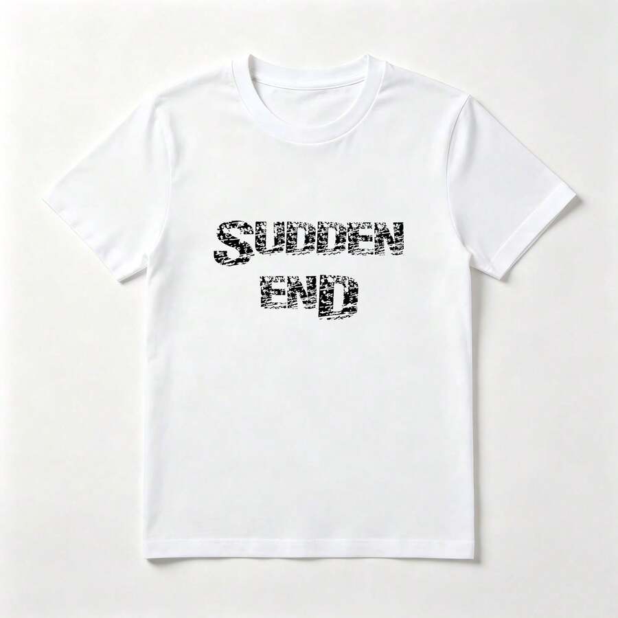 Letras Desgastadas Playera de Algodón Blanca Estilo Callejero - Blanco - Ver 1