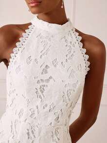 Vestido elegante sin mangas con cintura ceñida para mujer - Blanco - Ver 6