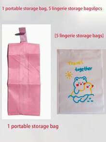 1 pieza Bolsa de almacenamiento portátil multicolor para lencería y calcetines, hecha de tela resistente al agua y duradera, disponible en rosa/gris/marrón, con cierre de cremallera conveniente y diseño de asa para viajes y uso doméstico. Adecuado para organizar ropa interior, calcetines, cosméticos y talla grande. Práctico y duradero, también es un regalo pensativo para mujeres, estudiantes y viajeros. - Multicolor - Ver 15