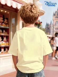 Disney Toy Story Slinky Dog Print Children's T-Shirt, Apricot Loose Round Neck Top, Featuring The Slinky Dog Image With The "Slinky" And 1995 Logo, Full Of Playful And Cool Atmosphere, Breathable And Skin Friendly, Suitable For Summer Parks And Streets, Suitable For Both Men And Women - Màu be - Xem 2