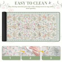 1 pièce Tapis de protection de bureau (gris-vert) - Un tapis de bureau extra-large et un tapis de clavier en caoutchouc antidérapant. Avec un charmant motif floral conçu spécifiquement pour les femmes, ce tapis d'ordinateur est parfait pour une utilisation au bureau, à la maison ou dans un dortoir. - Tapis de souris - Voir 4