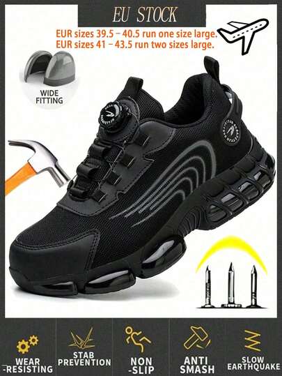 (Recommend Selecting One Size Smaller) 1 Pair Unisex Steel Toe Safety Shoes, Lightweight Work Shoes, Anti-Smash, Anti-Puncture Steel Toe, Durable Protective Shoes For Construction, Factory, Labor Protection