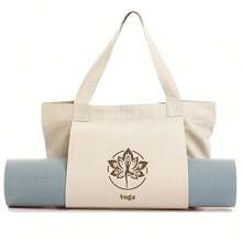 Minimalist Artistic Lotus Yoga Bag, Large Capacity Waterproof Canvas Gym Bag, Versatile For Class, Commute, Workout, Portable Storage Tote - Multicolor - View 13