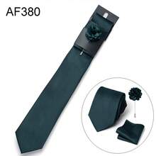 AlanKing 3pcs/Set Men's Solid Color Necktie, Pocket Square, And Lapel Flower, Classic Suit Accessories For Business, Casual Events, Weddings - Color Mixing - View 12