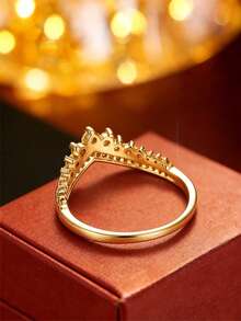 1pc Luxury V-Shaped Fashion Ring, Unique Design Stackable Rings, Elegant Versatile Accessory For Commuting - Gold Ring - View 3