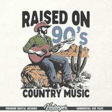 Retro Country Design - Vintage Western Graphic For Sublimation And Printing - Country Music T-Shirt Design - Cowboy Design In PNG Format - 白色 - 查看 3