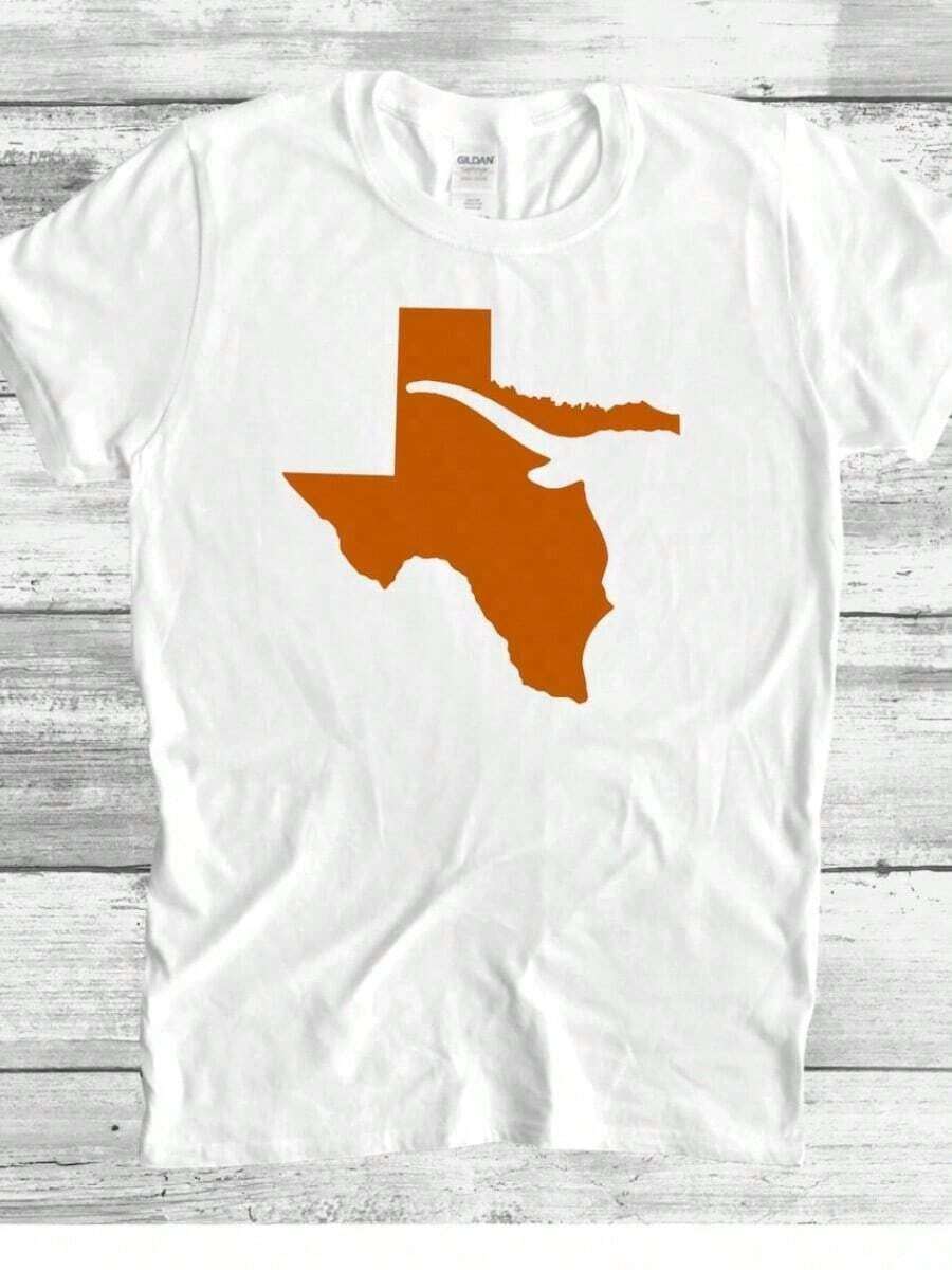 Texas American Football Jersey, Texas Horns, Game Day In Texas, Texas College Student, Home Of Texas, Texas College Football, Hook Horns, State Of Texas Jersey, Summer Fashion Cotton Jersey - 白色 - 查看 1