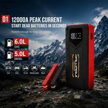 Esta fuente de alimentación de emergencia para automóviles de 12000 A con pantalla digital, 150 psi, carga USB y diseño portátil de bolsillo es ideal para la carga de emergencia de camiones, automóviles, vehículos modificados, SUV, vehículos todoterreno y otros vehículos. Una excelente opción para regalar en el Día del Padre. - T47A - Ver 5