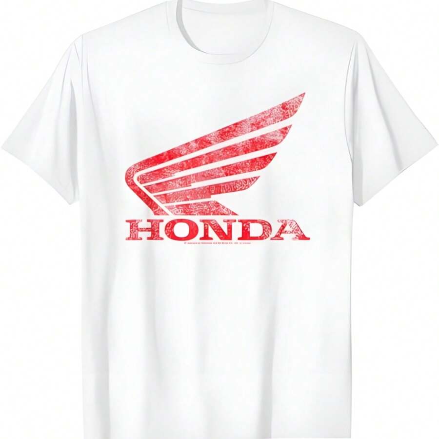 Hondas Distressed Powersports Wing1 T-Shirt - 白色 - 查看 1