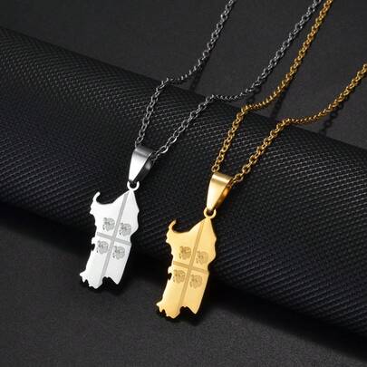1Piece Italy Sardinia Island Map Flag Pendant Necklaces For Women Girls Stainless Steel Jewelry