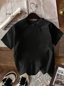100% Cotton Short-Sleeved T-Shirt With A Relaxed Fit And Print. New Spring/Summer T-Shirt With A Soft, Casual, And Comfortable Persian Print. Women's Summer T-Shirts, Vintage Style - 黑色 - 查看 4