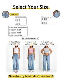 New Basic Women Loose Straight Leg Distressed Jeans, Casual Street Style Spring - Medium Wash - View 5