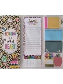 1 set de pegatinas de conveniencia para cuaderno de regreso a la escuela, regalo del primer día de clases para el Día del Maestro, regalo de regreso a la escuela para compañeros de clase, "Bienvenido a la escuela, enseñar y educar es un trabajo duro" - Pegatinas de conveniencia para cuaderno del maestro con patrones hermosos y coloridos, adecuado - Unitalla - Ver 9