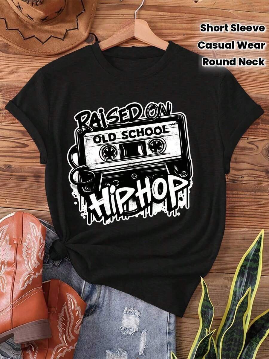 Unique And Original Y2K T-Shirt With A Striking Retro Cassette Design That Pays Homage To Old-School Hip Hop Culture, Perfect For Those Who Love Urban Fashion And Seek An Authentic Style In Mexico, Ideal For Any Casual Occasion - 黑色 - 查看 1