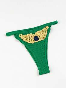 Quần bikini dệt kim gợi cảm với điểm nhấn vàng độc đáo, không xuyên thấu. - Nhiều màu - Xem 1